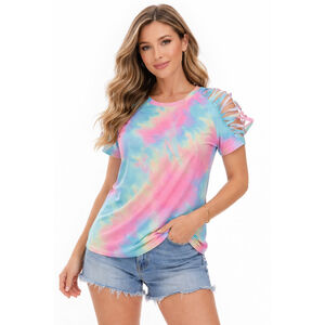 Women’s Pastel Short Sleeve Cutout Shirt – Remidoo – Size L – NWT
